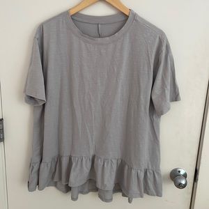 Grey ruffle hem top